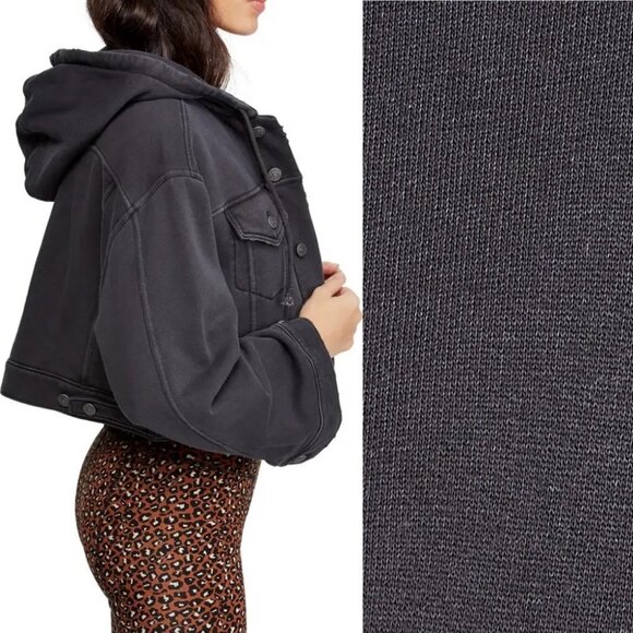 NWT Free People‎ Dreamers Charcoal Jacket Sweatshirt Size Small New With Tags S - Picture 15 of 15